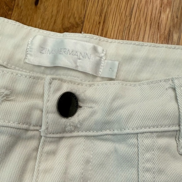 Zimmermann White Distressed High Mid Rise Denim Denim Pants Jeans Sz 2 - Picture 3 of 5